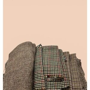 Lot Of Wool Plaid Fabric Fabrics 1 lb 15.2 oz Brown Tones Remnants Scraps Craft
